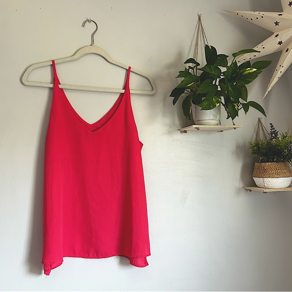 SHINESTAR CORAL PINK RED TANK TOP LIGHTWEIGHT SIZE MEDIUM SUMMER TRENDING